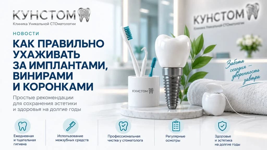 Домашний уход за имплантами, винирами и коронками